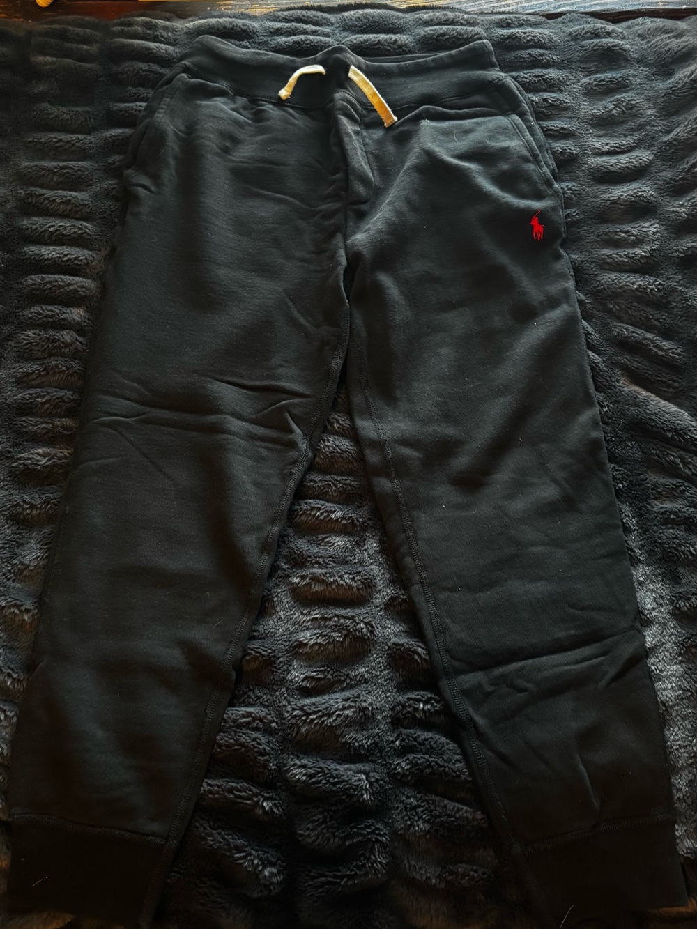 Ralph Lauren Black Joggers with Red Polo Logo